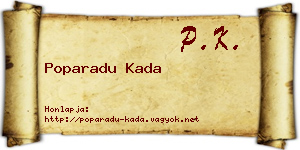 Poparadu Kada névjegykártya